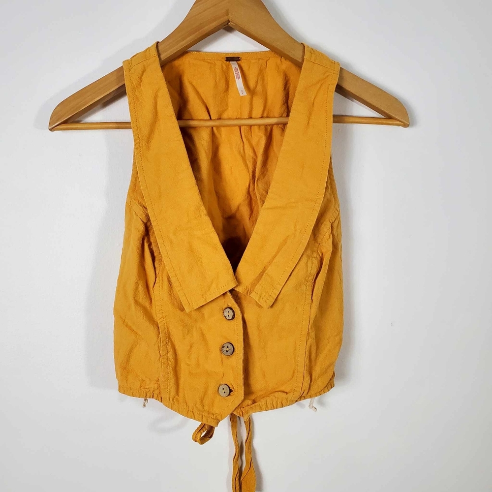 Free People Women's Button Down Vest- Short Waistcoat